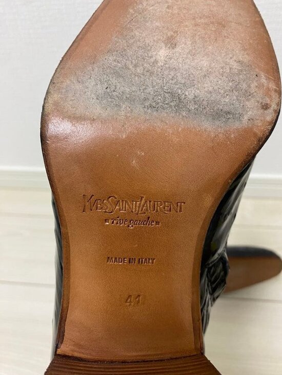 Yves Saint Laurent YSL Tom Ford Era Johnny Boots Black Patent Ostrich Leather 41 main image 3